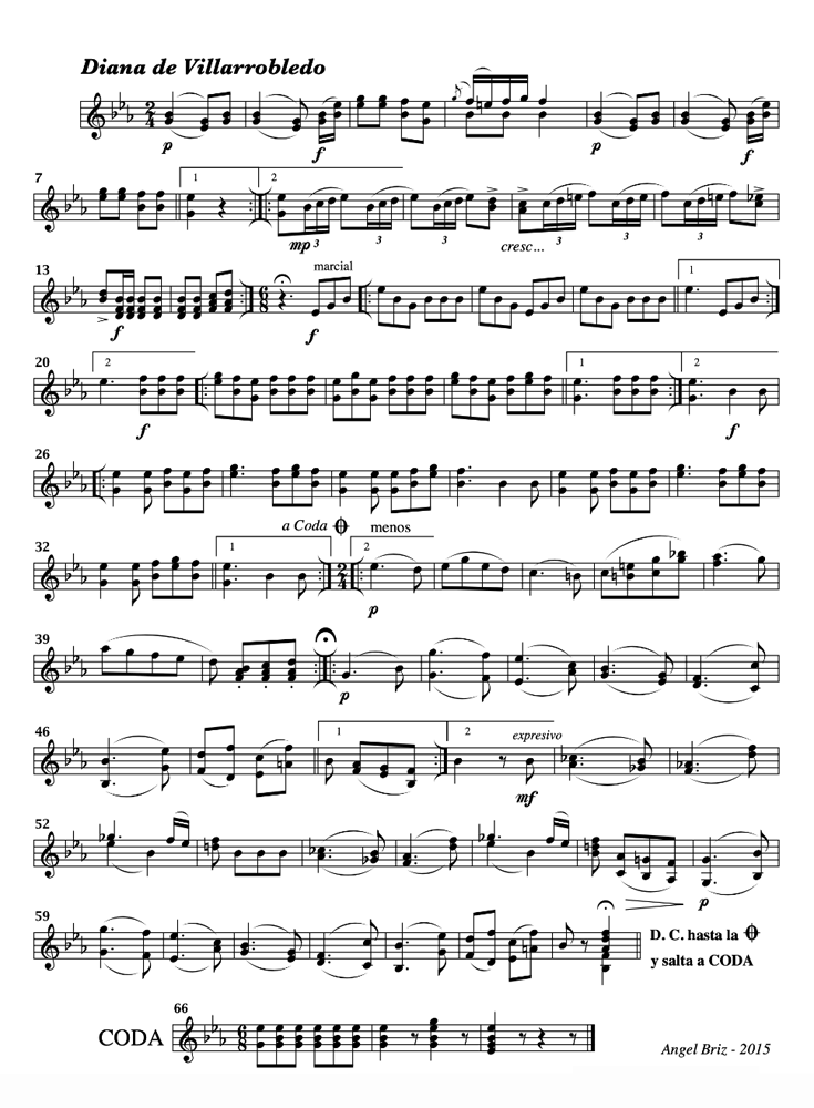 Partitura de la Diana de Villarrobledo