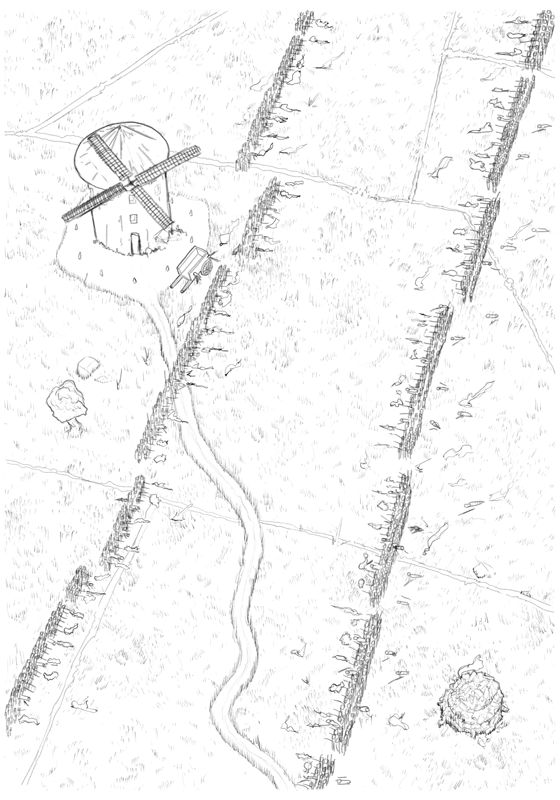 Ilustración de infanterías combatiendo en la Vega de San Cristóbal